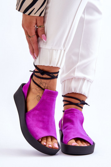 Zazoo 2743 Wildleder-Plateau-Sandalen in Rosa