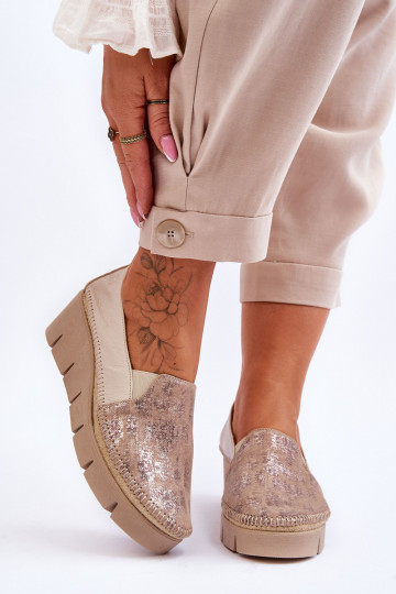 Leder-Sneaker mit Plateau Tai turiciejka 5814A-10 in Sand