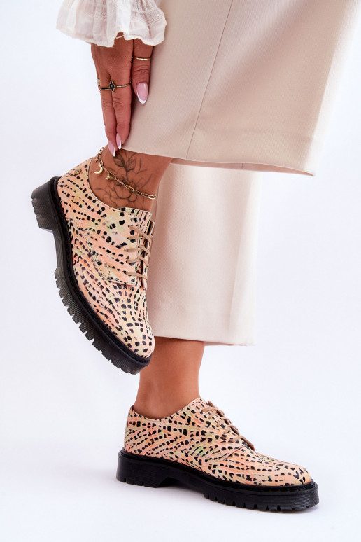 Feminin Haut Schuhe Oxford-Stilvollll Es mussciejka 04087-18 OrangeoZuo-schZuarze Farbe