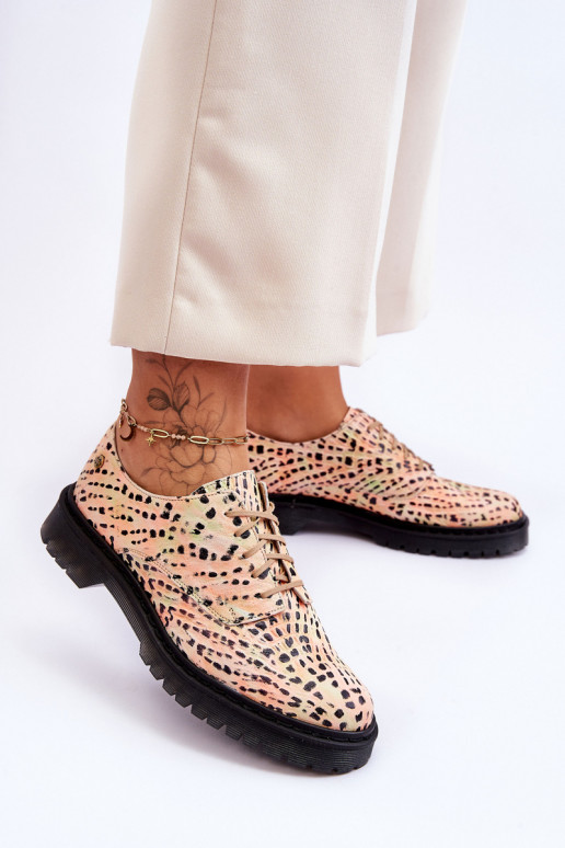 Feminin Haut Schuhe Oxford-Stilvollll Es mussciejka 04087-18 OrangeoZuo-schZuarze Farbe