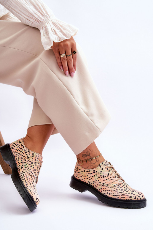 Feminin Haut Schuhe Oxford-Stilvollll Es mussciejka 04087-18 OrangeoZuo-schZuarze Farbe