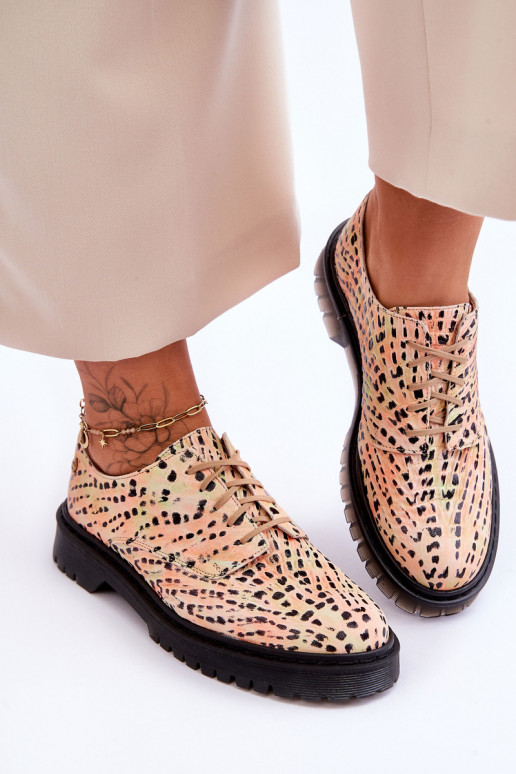 Feminin Haut Schuhe Oxford-Stilvollll Es mussciejka 04087-18 OrangeoZuo-schZuarze Farbe