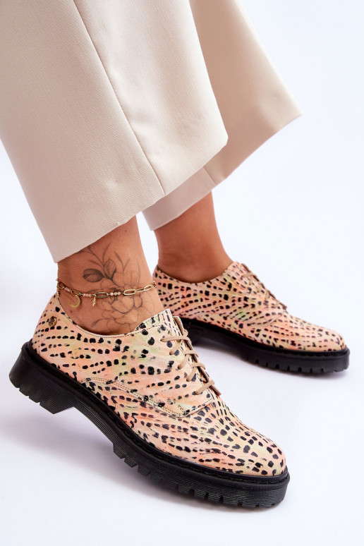 Feminin Haut Schuhe Oxford-Stilvollll Es mussciejka 04087-18 OrangeoZuo-schZuarze Farbe