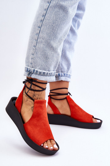 Wildleder-Plateau-Sandalen Zazoo 2743 in Orange