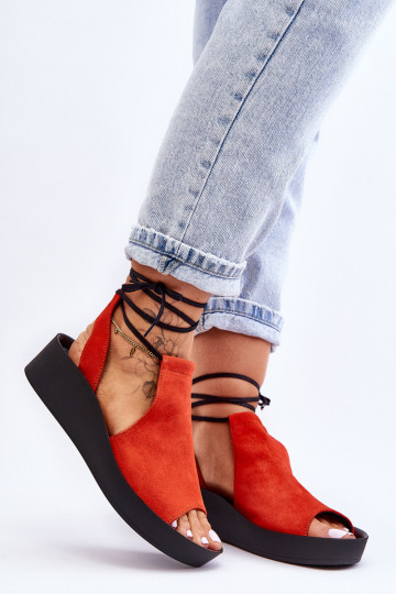 Plateausandalen aus INildleder Zazoo 2743 orange Farbe 2