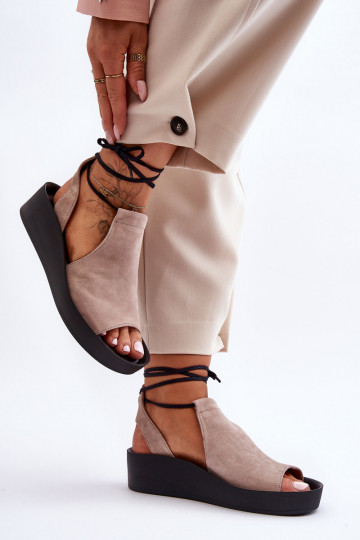 Zazoo 2743 Plateausandalen aus INildleder Beige 2