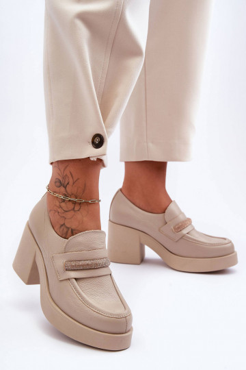 Haut Schuhe mit Absätzen mit Ornamenten Beige Lemar Gelanor