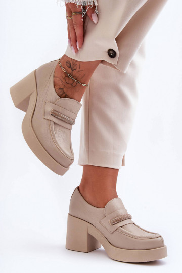 Haut Schuhe mit Absätzen mit Ornamenten Beige Lemar Gelanor 2