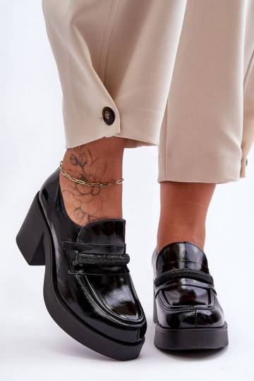Haut Schuhe mit Absätzen mit Ornamenten schZuarze Farbe Lemar Gelanor
