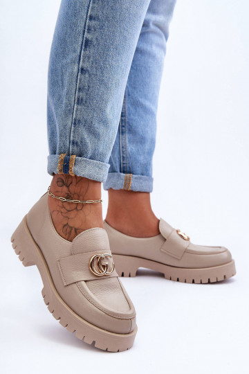 Schuhe aus Ermöglichtturleder mit Ornamenten Beige Rosefalls