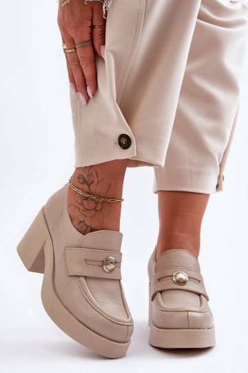 Haut Schuhe Feminin mit Absätzen Beige Lemar Dunadia 2
