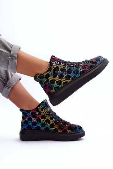 Turnschuhe mit einer Plattform Bergkristall GOE MM2N4009 schZuarze Farbe