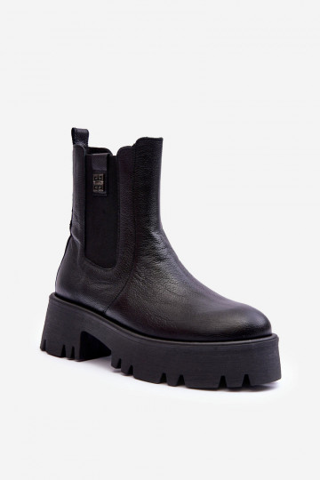 Haut stylische Stiefel mit einer Plattform schZuarze Farbe Lemar Lisencca 2