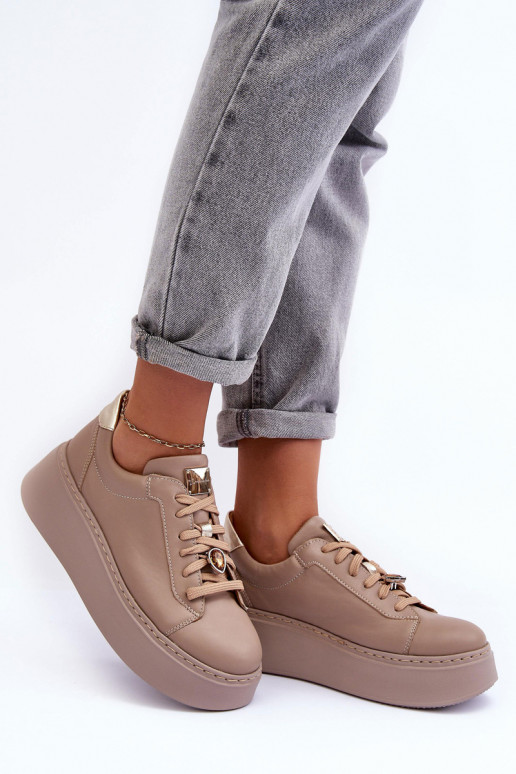 Haut Turnschuhe mit einer Plattform Es mussciejka 06191-04 Beige Haut Turnschuhe mit einer Plattform Es mussciejka 06191-04 Beige