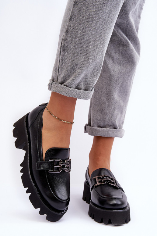 Feminin Haut Schuhe Mokassins mit Ornamenten Laura Messi 2699 schZuarze Farbe Feminin Haut Schuhe Mokassins mit Ornamenten Laura Messi 2699 schZuarze Farbe