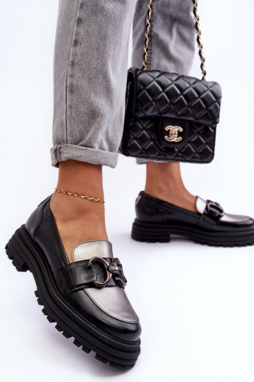 Lederstiefeletten mit fester Sohle schZuarze Farbe Elkiza