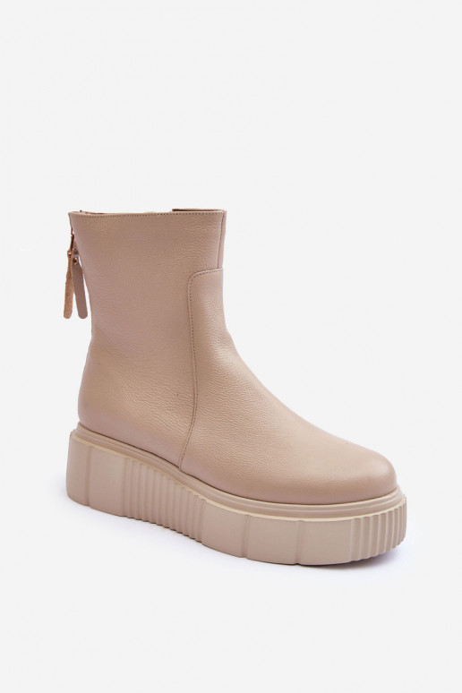 Damenstiefel mit einer Plattform Beige Lemar Jenefer