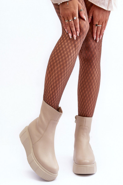 Damenstiefel mit einer Plattform Beige Lemar Jenefer