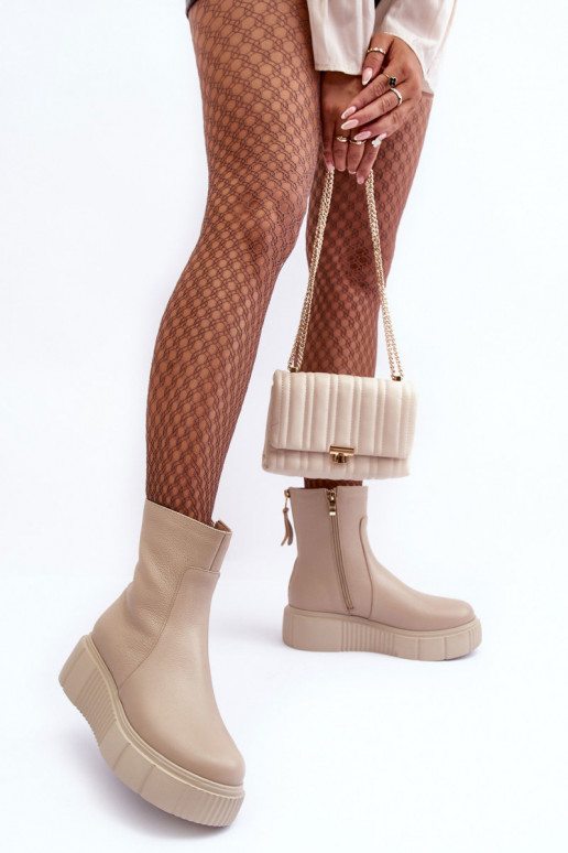 Damenstiefel mit einer Plattform Beige Lemar Jenefer