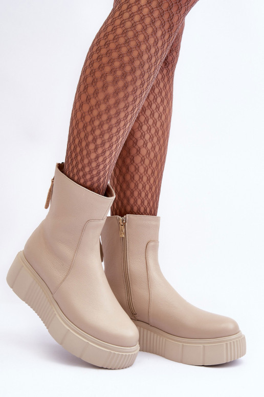 Damenstiefel mit einer Plattform Beige Lemar Jenefer