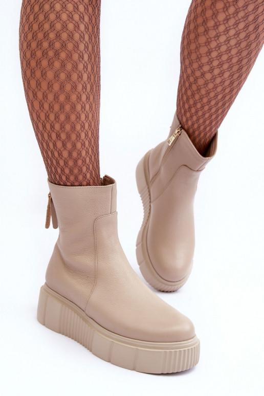 Damenstiefel mit einer Plattform Beige Lemar Jenefer