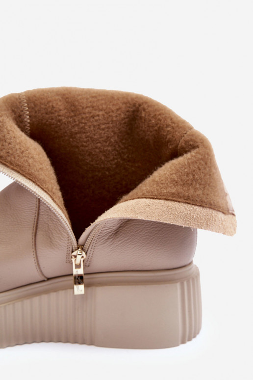 Damenstiefel mit einer Plattform Beige Lemar Jenefer