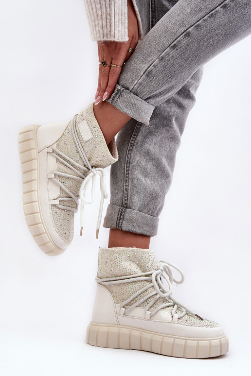 sich Zuarm laufen Schneestiefel Dekoriert Mit Strasssteinen GOE MM2N4081 Beige sich Zuarm laufen Schneestiefel Dekoriert Mit Strasssteinen GOE MM2N4081 Beige