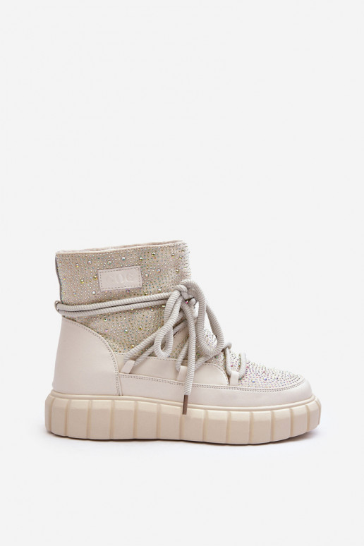 sich Zuarm laufen Schneestiefel Dekoriert Mit Strasssteinen GOE MM2N4081 Beige sich Zuarm laufen Schneestiefel Dekoriert Mit Strasssteinen GOE MM2N4081 Beige