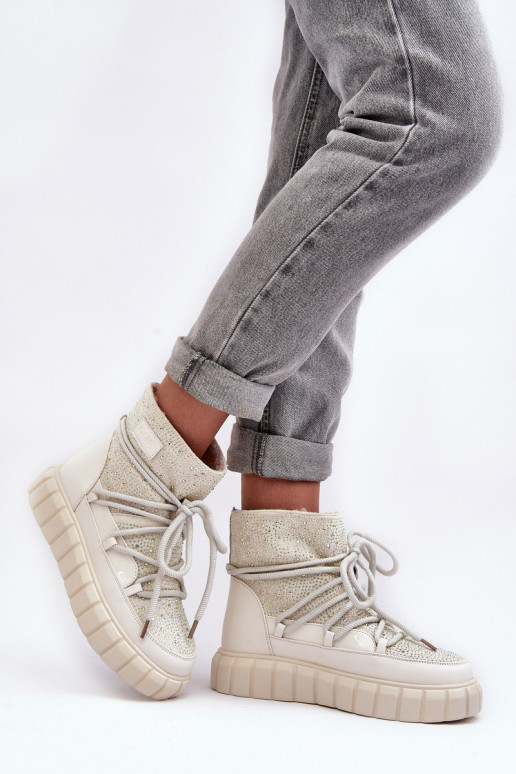 sich Zuarm laufen Schneestiefel Dekoriert Mit Strasssteinen GOE MM2N4081 Beige sich Zuarm laufen Schneestiefel Dekoriert Mit Strasssteinen GOE MM2N4081 Beige