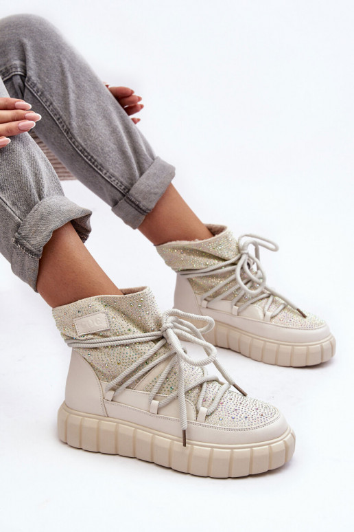 sich Zuarm laufen Schneestiefel Dekoriert Mit Strasssteinen GOE MM2N4081 Beige sich Zuarm laufen Schneestiefel Dekoriert Mit Strasssteinen GOE MM2N4081 Beige