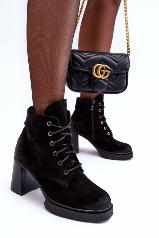 Stiefel aus INildleder mit Schnürsenkeln mit Absätzen schZuarze Farbe Lemar Flomes Stiefel aus INildleder mit Schnürsenkeln mit Absätzen schZuarze Farbe Lemar Flomes