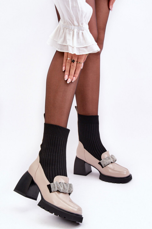 Damenstiefel Von Skarpet mit Absätzen Beige S.Barski MR870-41 Damenstiefel Von Skarpet mit Absätzen Beige S.Barski MR870-41