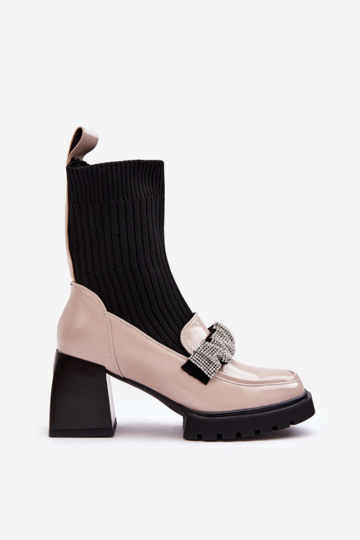 Damenstiefel Von Skarpet mit Absätzen Beige S.Barski MR870-41 Damenstiefel Von Skarpet mit Absätzen Beige S.Barski MR870-41