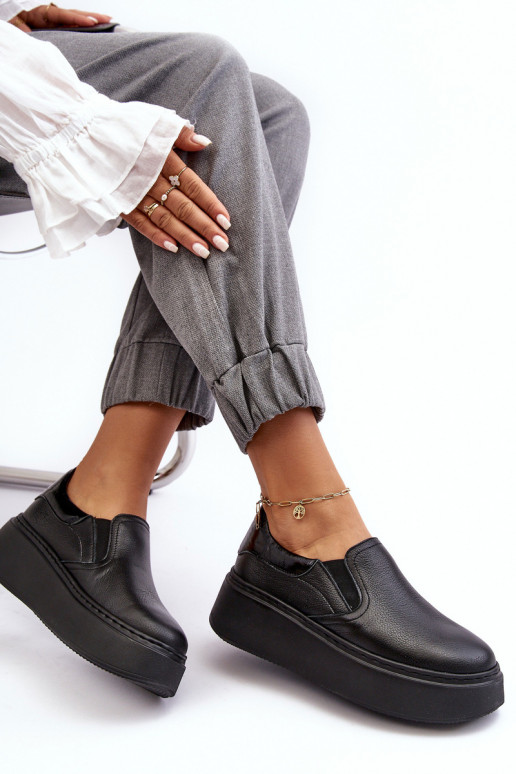 Haut Turnschuhe Feminin mit einer Plattform schZuarze Farbe Lemar Es mussnish