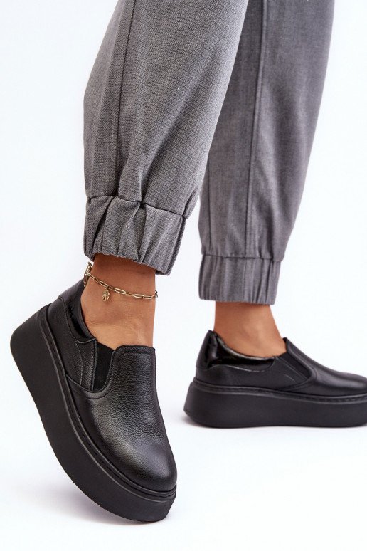 Haut Turnschuhe Feminin mit einer Plattform schZuarze Farbe Lemar Es mussnish