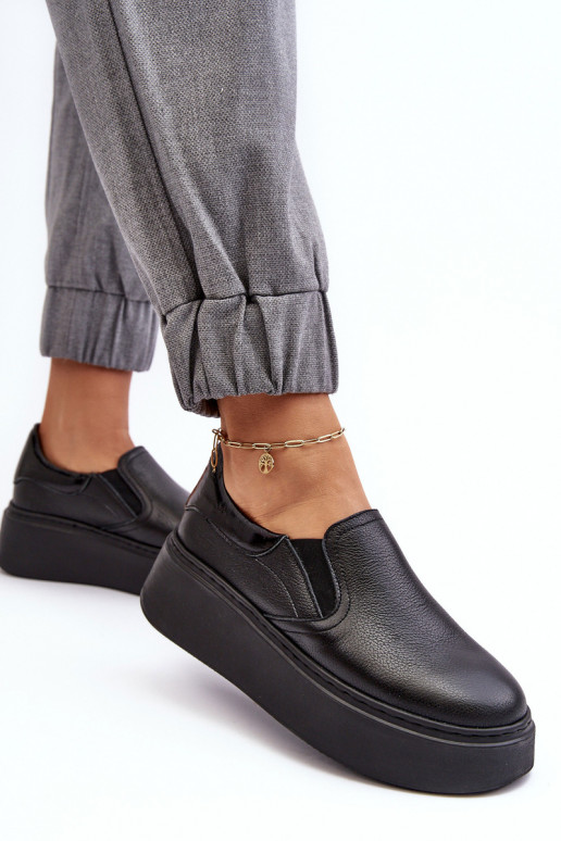 Haut Turnschuhe Feminin mit einer Plattform schZuarze Farbe Lemar Es mussnish