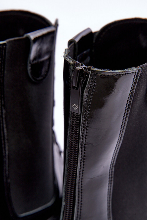 Haut Feminin Arbeitsstiefeletten mit Schnürsenkeln schZuarze Farbe Nicole 2836