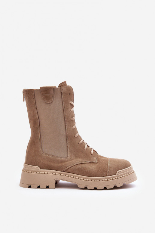 aus INildleder Feminin Arbeitsstiefeletten mit Schnürsenkeln Beige Nicole 2836 aus INildleder Feminin Arbeitsstiefeletten mit Schnürsenkeln Beige Nicole 2836