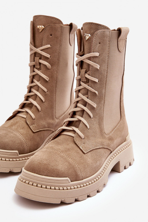 aus INildleder Feminin Arbeitsstiefeletten mit Schnürsenkeln Beige Nicole 2836 aus INildleder Feminin Arbeitsstiefeletten mit Schnürsenkeln Beige Nicole 2836