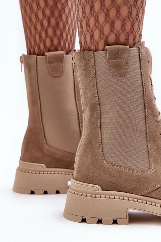 aus INildleder Feminin Arbeitsstiefeletten mit Schnürsenkeln Beige Nicole 2836 aus INildleder Feminin Arbeitsstiefeletten mit Schnürsenkeln Beige Nicole 2836