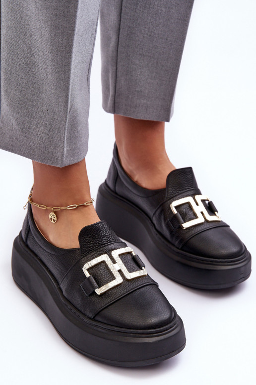 Haut Schuhe Feminin mit einer Plattform schZuarze Farbe LeZuski 3398/2 Haut Schuhe Feminin mit einer Plattform schZuarze Farbe LeZuski 3398/2