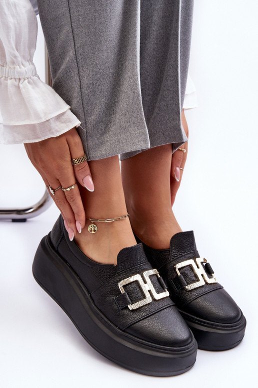 Haut Schuhe Feminin mit einer Plattform schZuarze Farbe LeZuski 3398/2 Haut Schuhe Feminin mit einer Plattform schZuarze Farbe LeZuski 3398/2