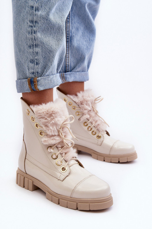 Haut Damenstiefel mit Pelzmantel elfenbeinfarbe LeZuski 3296 Haut Damenstiefel mit Pelzmantel elfenbeinfarbe LeZuski 3296