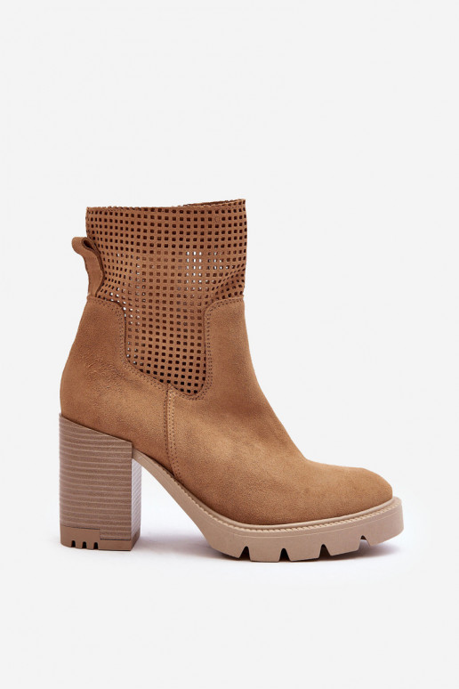 Durchbrochenes INildleder Damenstiefel braune Farbe LeZuski 3386