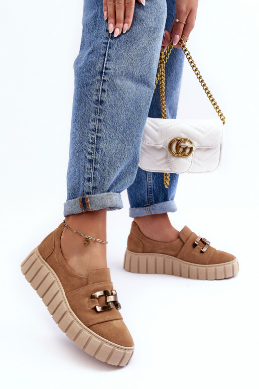 aus INildleder Schuhe Feminin mit einer Plattform mit Ornamenten Beige LeZuski 3398 aus INildleder Schuhe Feminin mit einer Plattform mit Ornamenten Beige LeZuski 3398