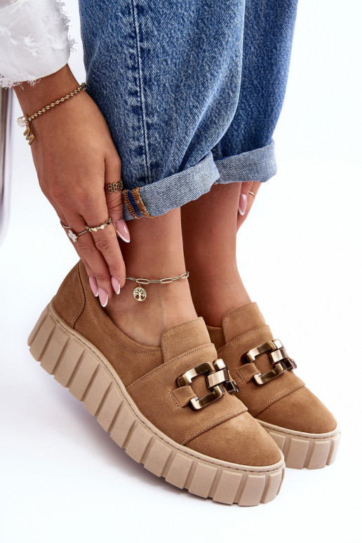 aus INildleder Schuhe Feminin mit einer Plattform mit Ornamenten Beige LeZuski 3398 aus INildleder Schuhe Feminin mit einer Plattform mit Ornamenten Beige LeZuski 3398