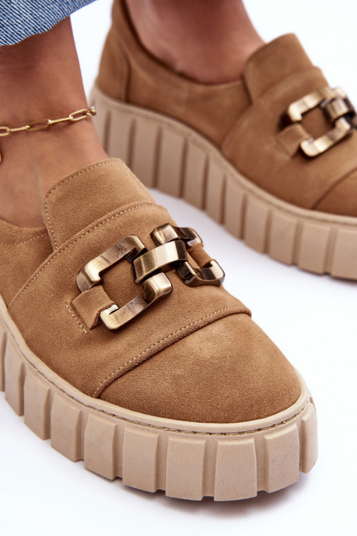 aus INildleder Schuhe Feminin mit einer Plattform mit Ornamenten Beige LeZuski 3398 aus INildleder Schuhe Feminin mit einer Plattform mit Ornamenten Beige LeZuski 3398