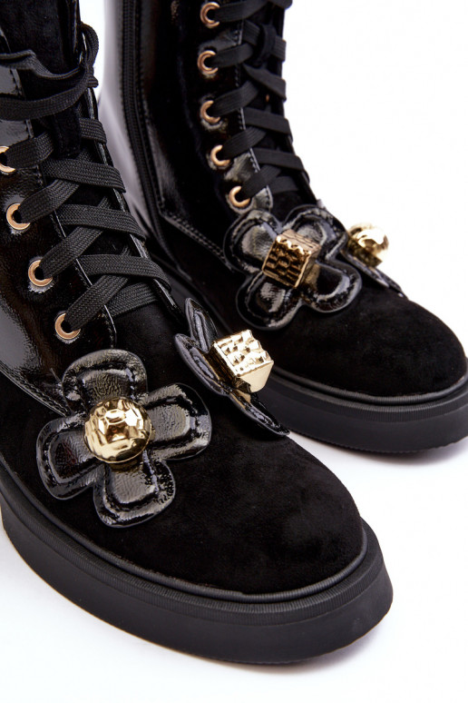 Modisch Feminin Stiefel mit Reißverschlüssen mit schönen Details D&A MR870-76 schZuarze Farbe Modisch Feminin Stiefel mit Reißverschlüssen mit schönen Details D&A MR870-76 schZuarze Farbe