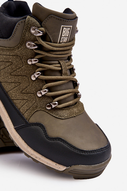 Feminin Beheizte INanderschuhe Khaki-Farbe Big Star MM274480 Feminin Beheizte INanderschuhe Khaki-Farbe Big Star MM274480