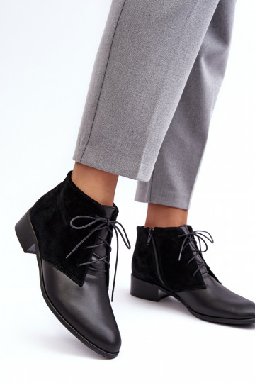 Modisch Feminin Schnürstiefel schZuarze Farbe Kefora